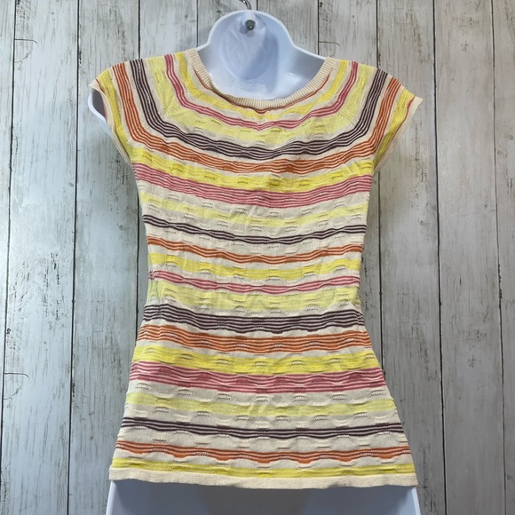 Anthropologie Sparrow Pointelle Knit 3 Button Strip Cap Sleeve Cardigan X Small - Picture 2 of 8